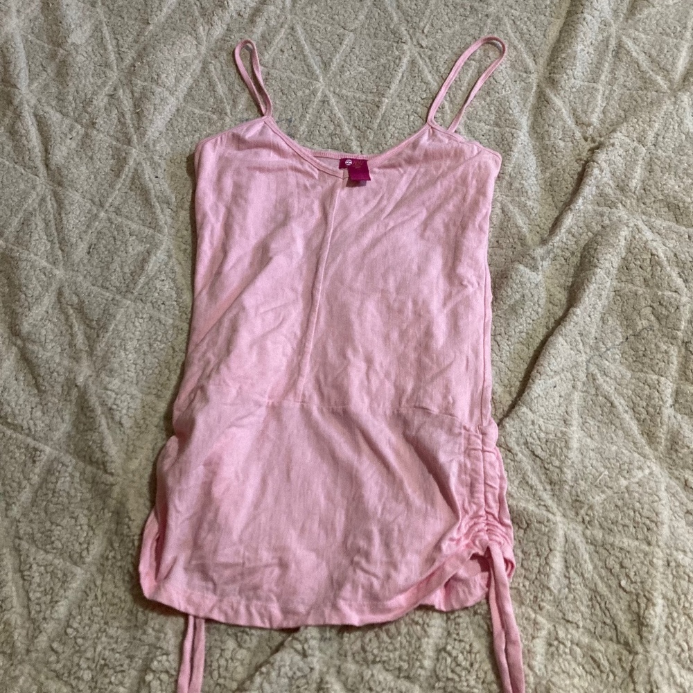 Pink String Cinched Sides Long Y2K Tank Top Summer Girly